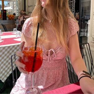 Aeropostale Pink Floral Ruffle Mini Dress- S